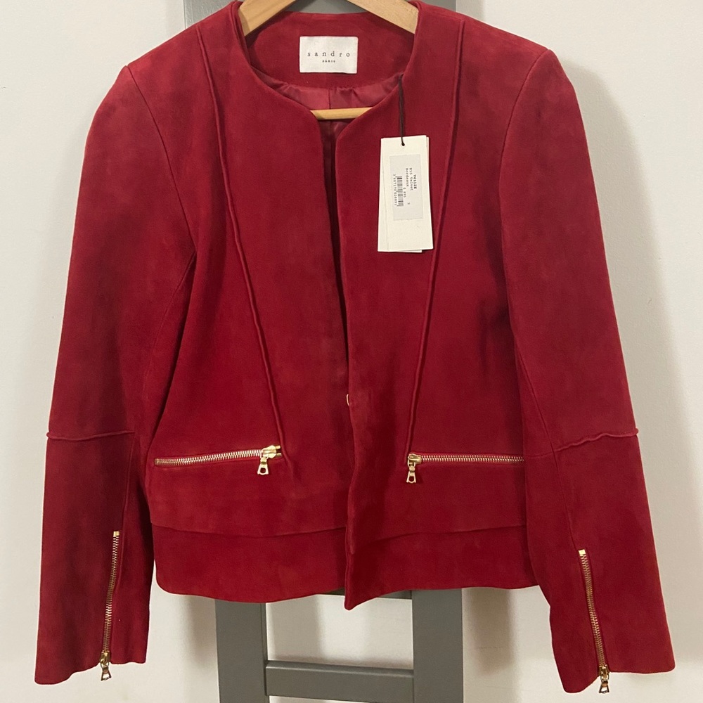 Sandro Paris Suede Burgundy jacket.